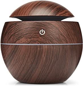 hanso Ultrasonic Aroma Humidifier with Color-Changing LED Lights - 130ml Capacity, Pure Water Atomization Chip, Delightfully Fresh Air for Any Environment (Dark Wood)