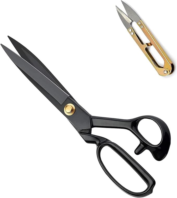 Jagger Sewing Scissors, 10 Inch Scissors, Office Shears for Tailors Dressmakers, Best for Cutting Fabric Leather Paper Raw Materials Heavy Duty High Carbon Steel(Right-Handed), Silver - Set of 1