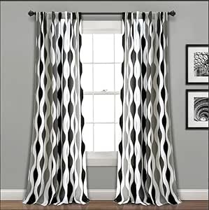 INtex Curtains House Light Filtering Window Curtain with Back Tab Design, Linen Velvet Fabric - 1 Piece Black*Grey 200W x 250L CM